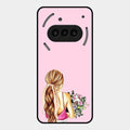 Styles Girl With Flower Glass Case For Nothing Phone 3A 5G