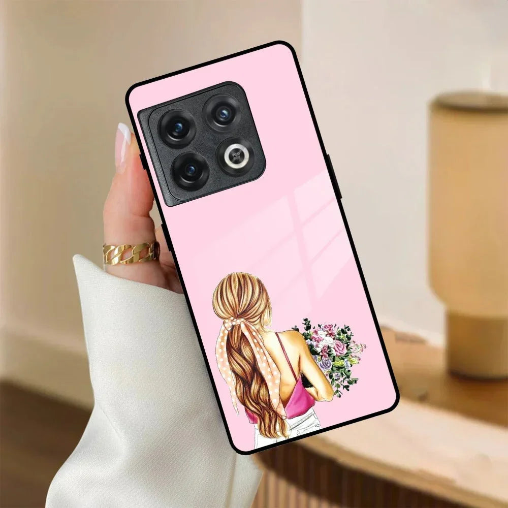 Styles Girl With Flower Glass Case For OnePlus - ShopOnCliQ