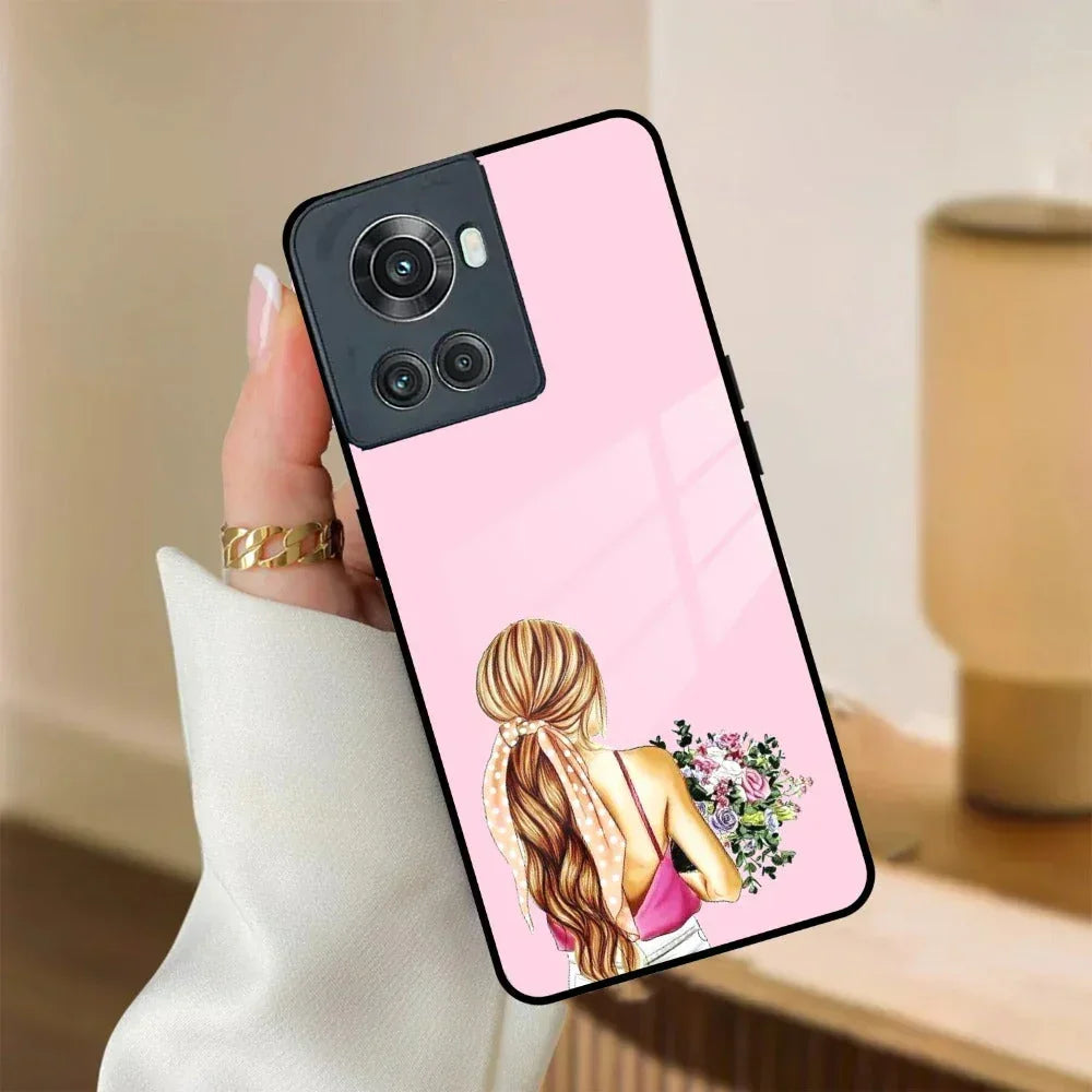 Styles Girl With Flower Glass Case For OnePlus - ShopOnCliQ
