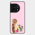 Styles Girl With Flower Glass Case For Oneplus 11 5G