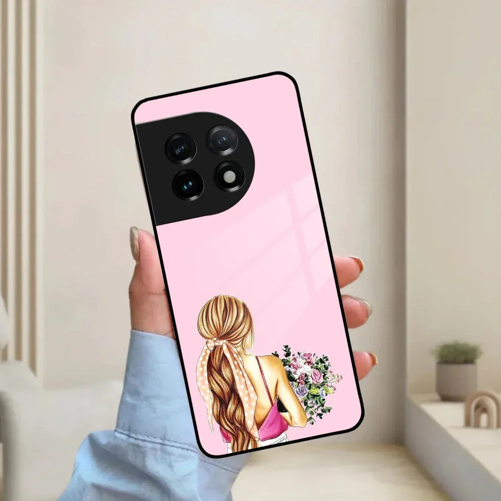 Styles Girl With Flower Glass Case For OnePlus - ShopOnCliQ