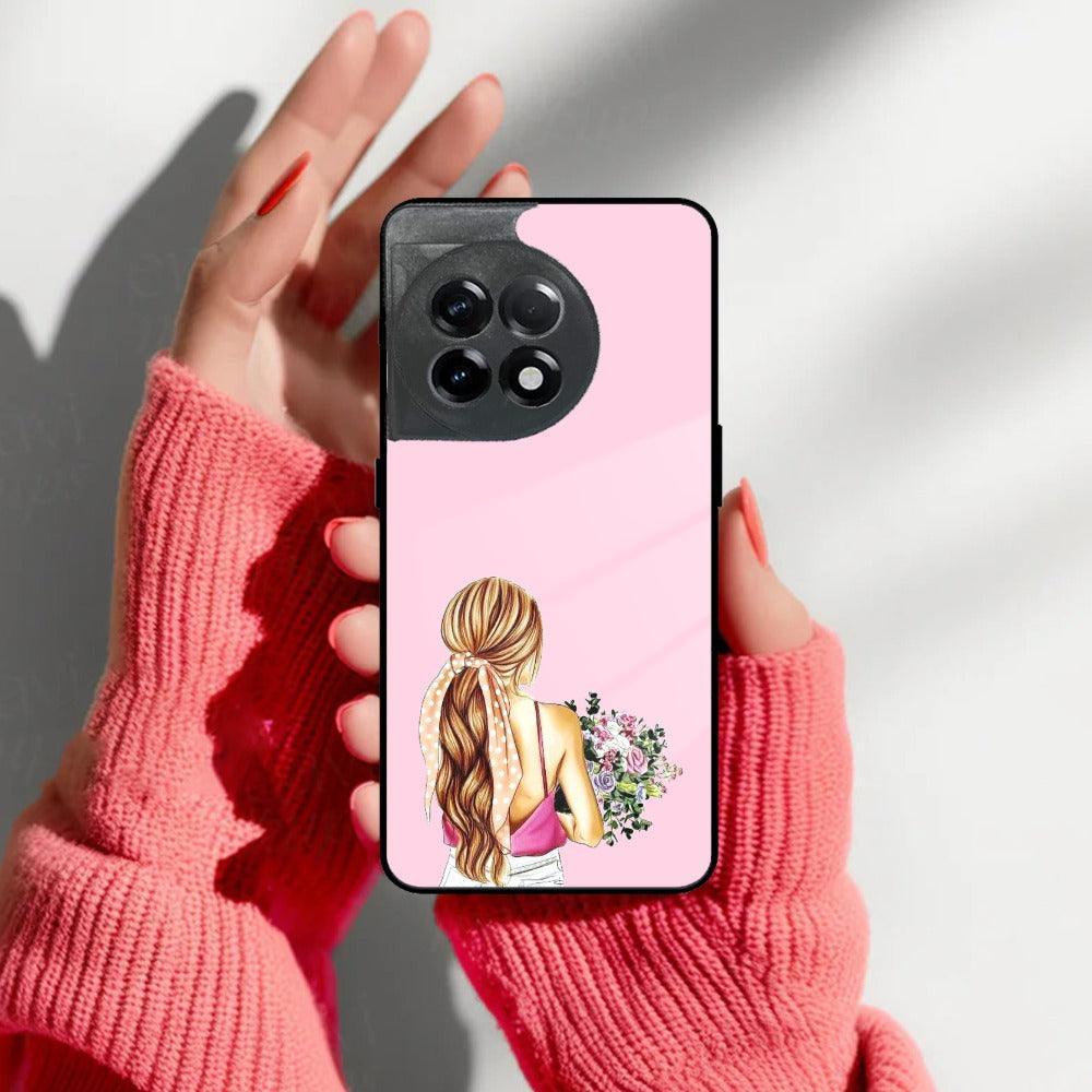 Styles Girl With Flower Glass Case For OnePlus - ShopOnCliQ