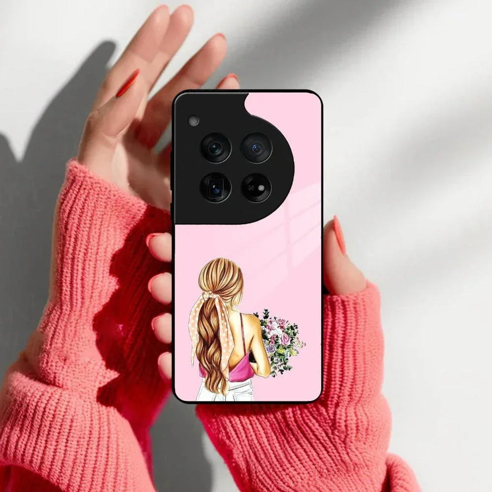 Styles Girl With Flower Glass Case For OnePlus - ShopOnCliQ