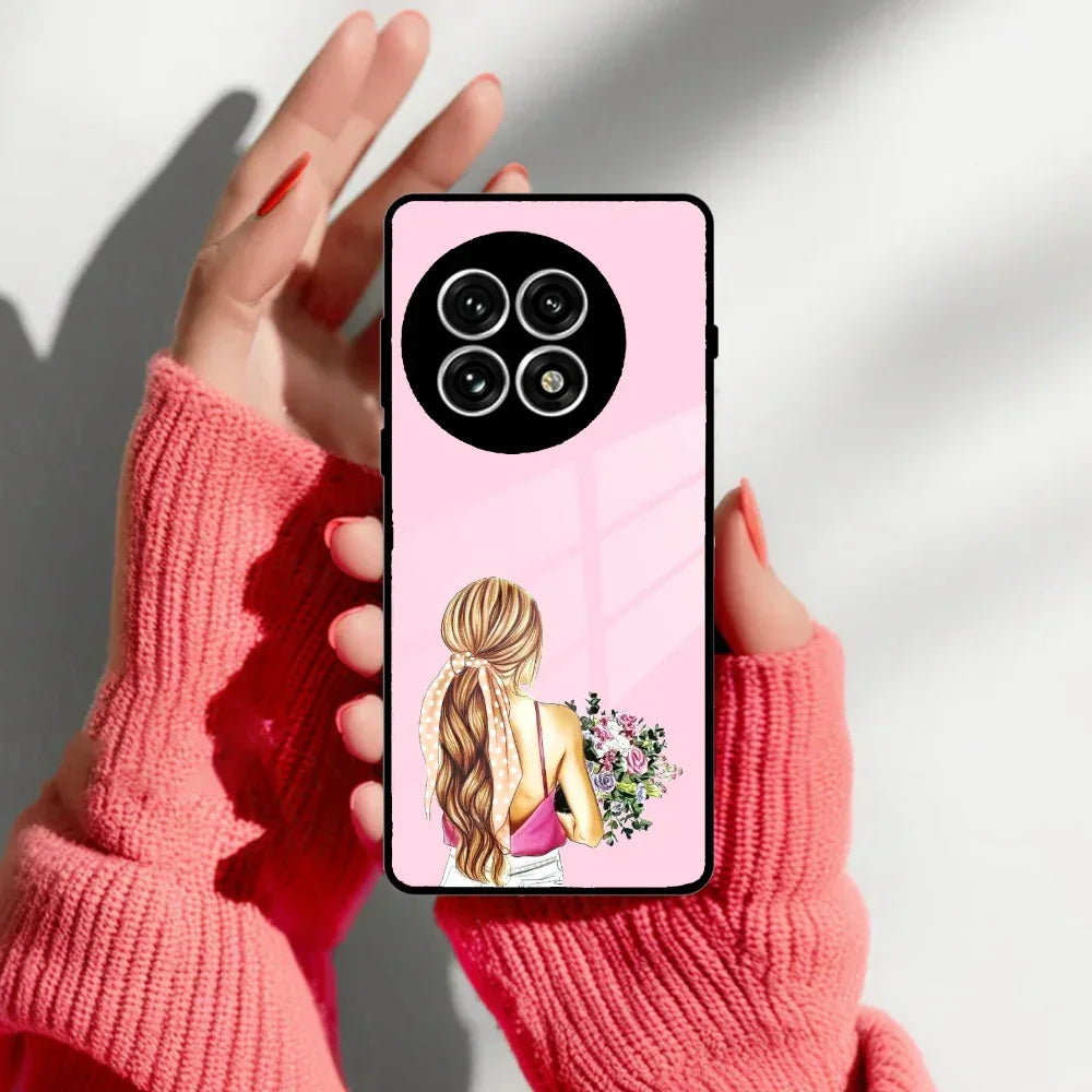 Styles Girl With Flower Glass Case For OnePlus - ShopOnCliQ