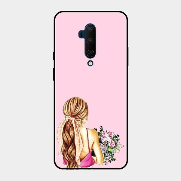 Styles Girl With Flower Glass Case For Oneplus 7T Pro
