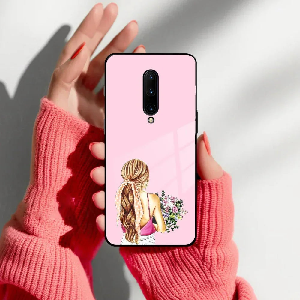 Styles Girl With Flower Glass Case For OnePlus - ShopOnCliQ