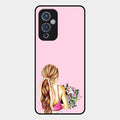 Styles Girl With Flower Glass Case For Oneplus 9 5G