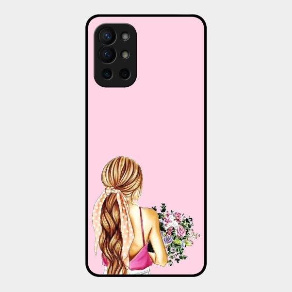 Styles Girl With Flower Glass Case For Oneplus 9R 5G