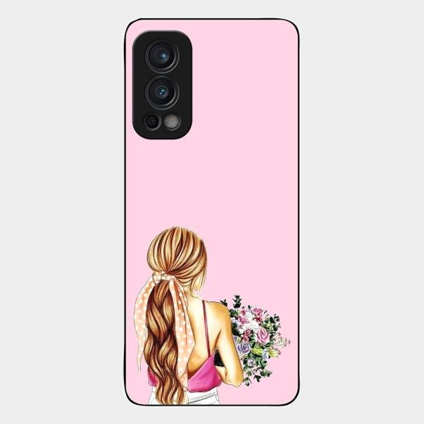 Styles Girl With Flower Glass Case For Oneplus Nord 2 5G
