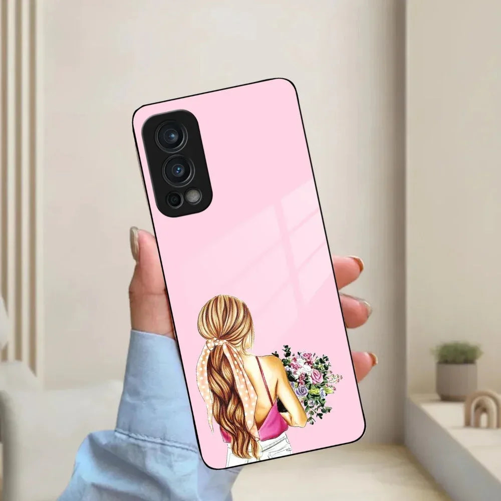 Styles Girl With Flower Glass Case For OnePlus - ShopOnCliQ