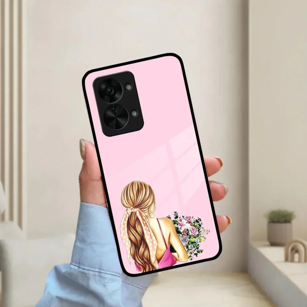 Styles Girl With Flower Glass Case For OnePlus - ShopOnCliQ