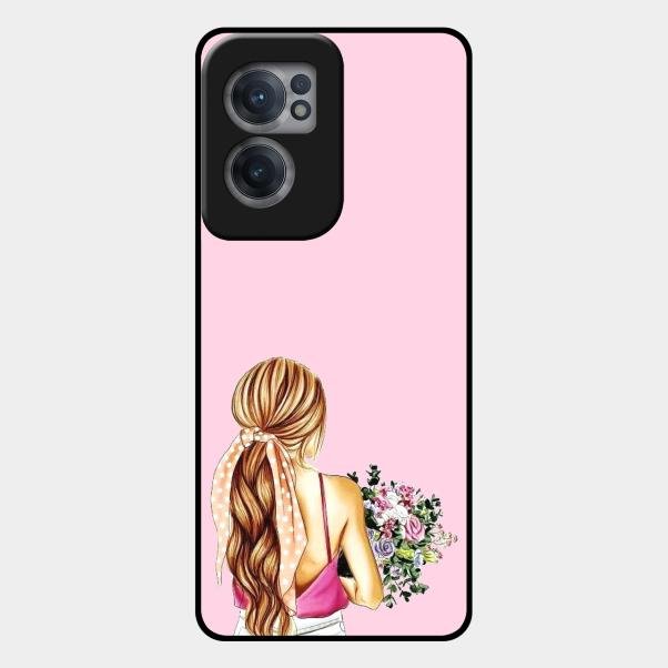 Styles Girl With Flower Glass Case For Oneplus Nord Ce 2 5G