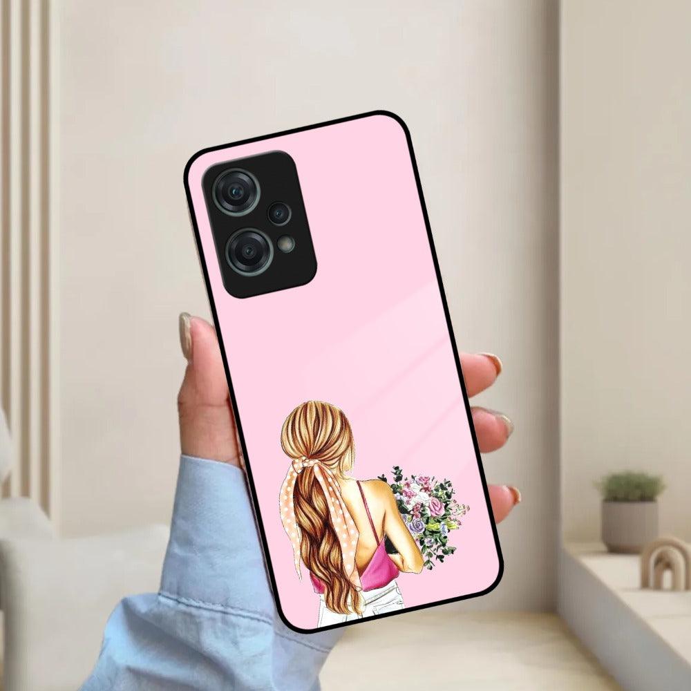 Styles Girl With Flower Glass Case For OnePlus