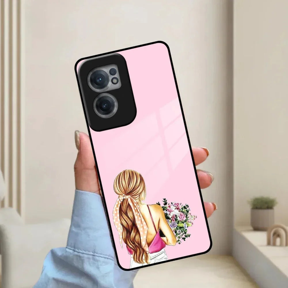 Styles Girl With Flower Glass Case For OnePlus - ShopOnCliQ