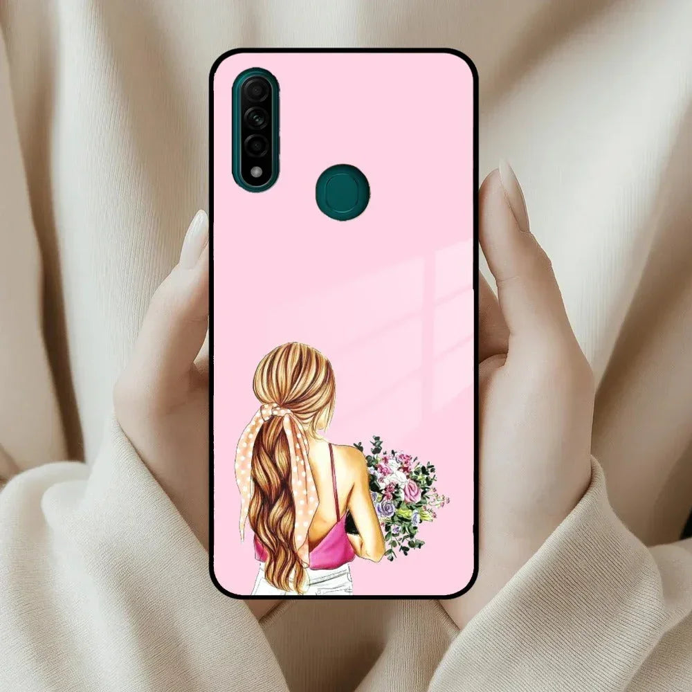 Styles Girl With Flower Glass Case For Oppo - ShopOnCliQ