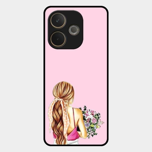 Styles Girl With Flower Glass Case For Oppo A5 Pro 5G