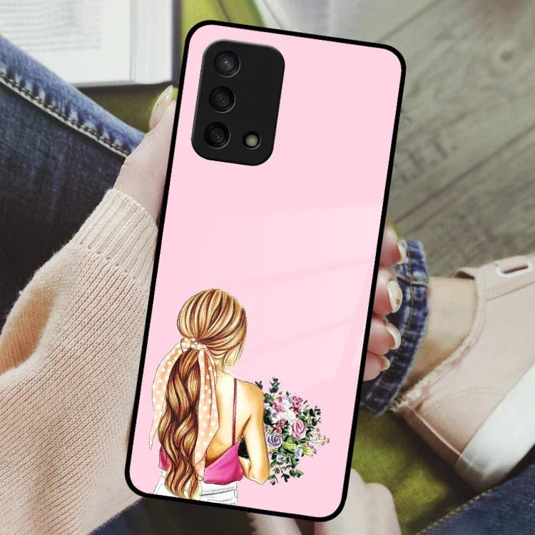 Styles Girl With Flower Glass Case For Oppo - ShopOnCliQ