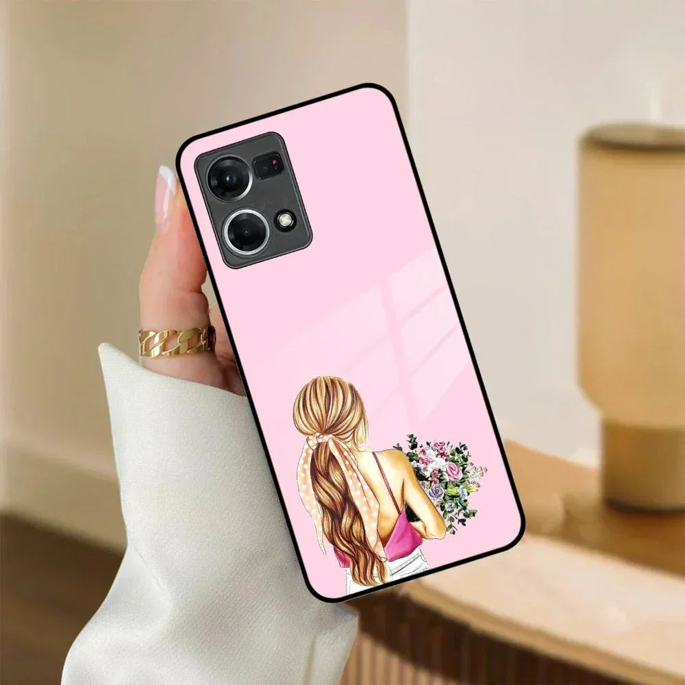 Styles Girl With Flower Glass Case For Oppo - ShopOnCliQ