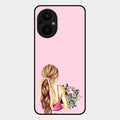 Styles Girl With Flower Glass Case For Oppo F21 Pro 5G