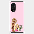 Styles Girl With Flower Glass Case For Oppo F23 5G