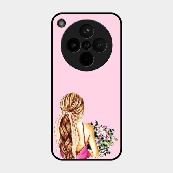 Styles Girl With Flower Glass Case For Oppo Find X8 5G