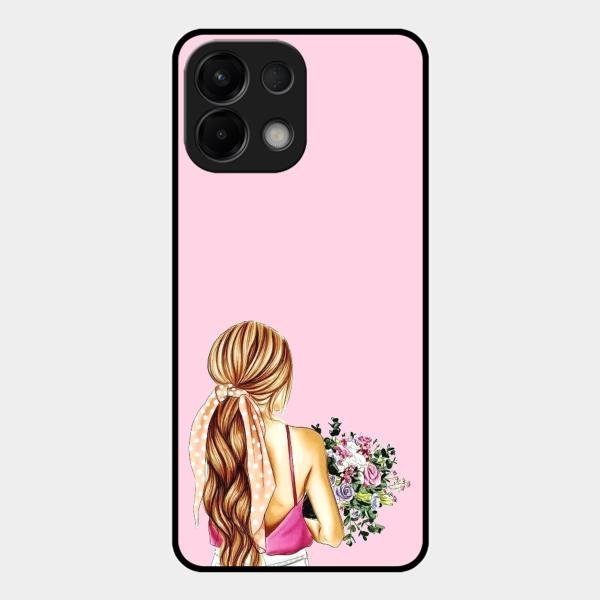 Styles Girl With Flower Glass Case For Oppo K13 5G