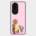 Styles Girl With Flower Glass Case For Oppo Reno 10 Pro Plus 5G