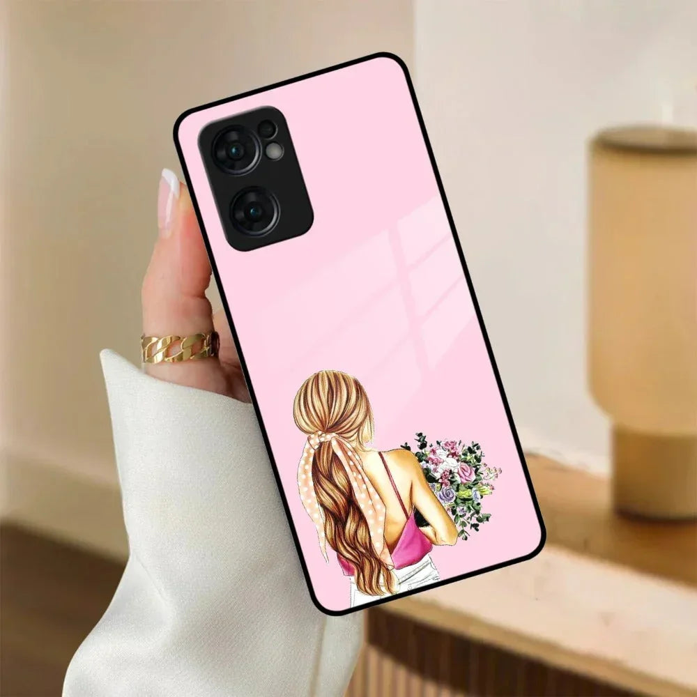 Styles Girl With Flower Glass Case For Oppo - ShopOnCliQ