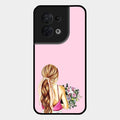 Styles Girl With Flower Glass Case For Oppo Reno 8 5G