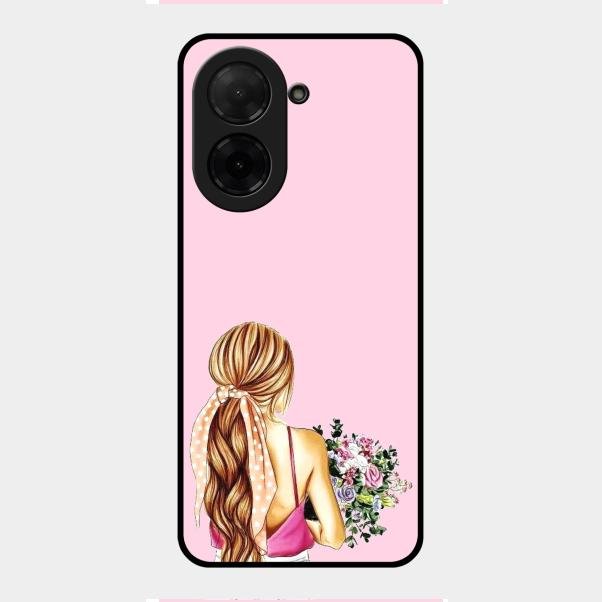 Styles Girl With Flower Glass Case For Poco C71