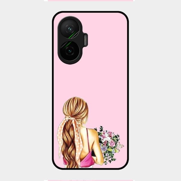 Styles Girl With Flower Glass Case For Poco F7 5G