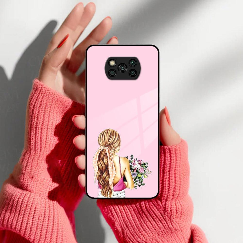 Styles Girl With Flower Glass Case For Poco