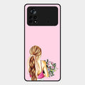Styles Girl With Flower Glass Case For Poco X4 Pro 5G