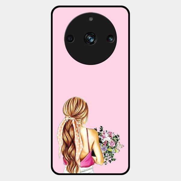 Styles Girl With Flower Glass Case For Realme 11 Pro Plus 5G