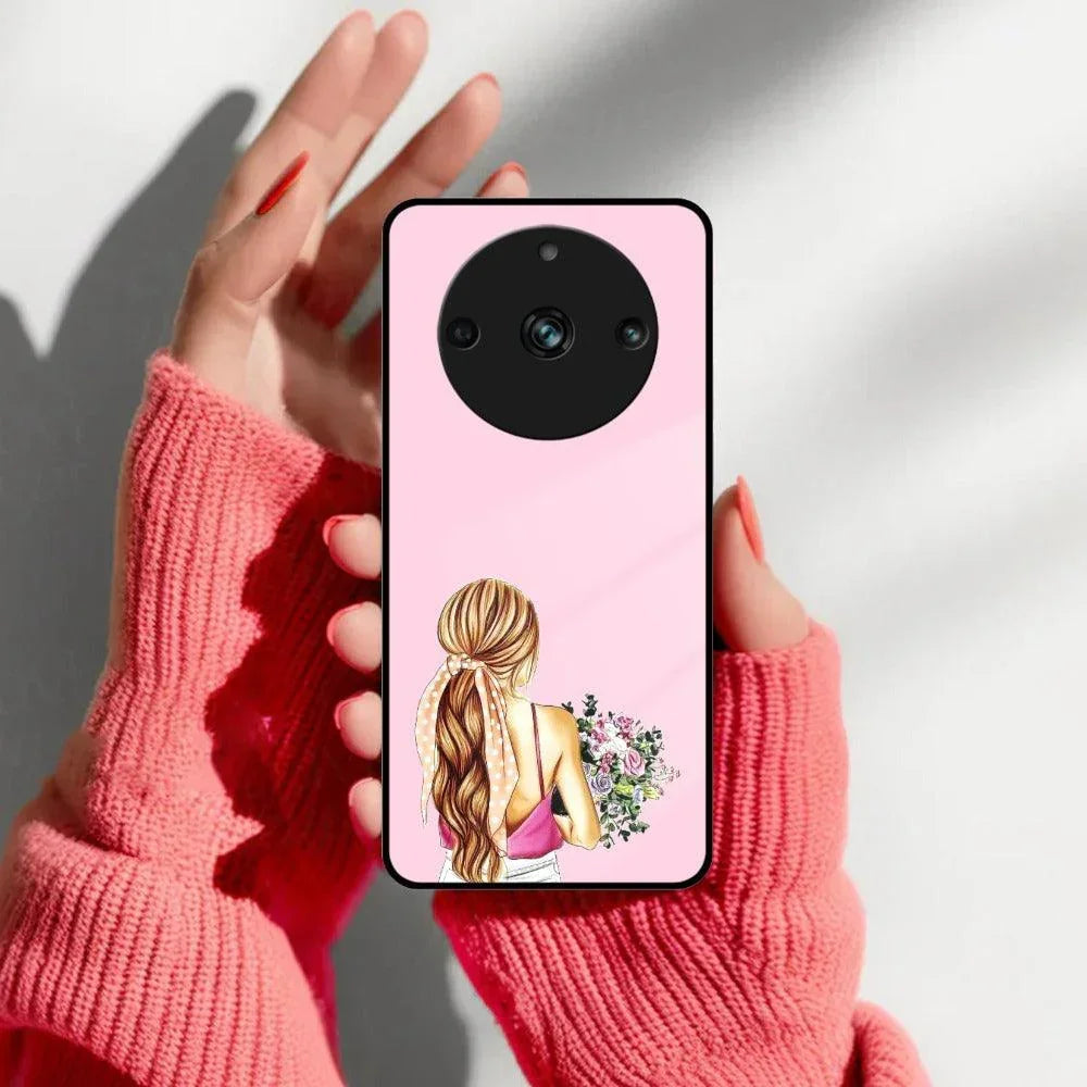 Styles Girl With Flower Glass Case For Realme/Narzo - ShopOnCliQ