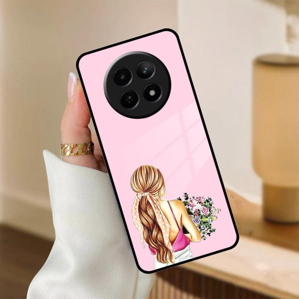 Styles Girl With Flower Glass Case For Realme/Narzo - ShopOnCliQ