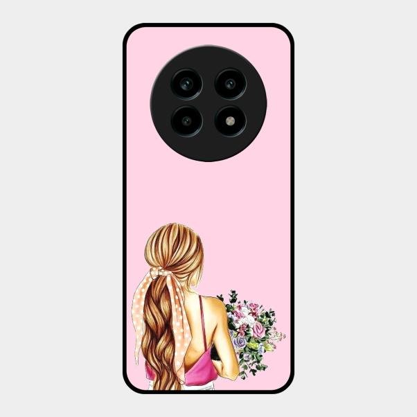 Styles Girl With Flower Glass Case For Realme 13 Pro Plus 5G