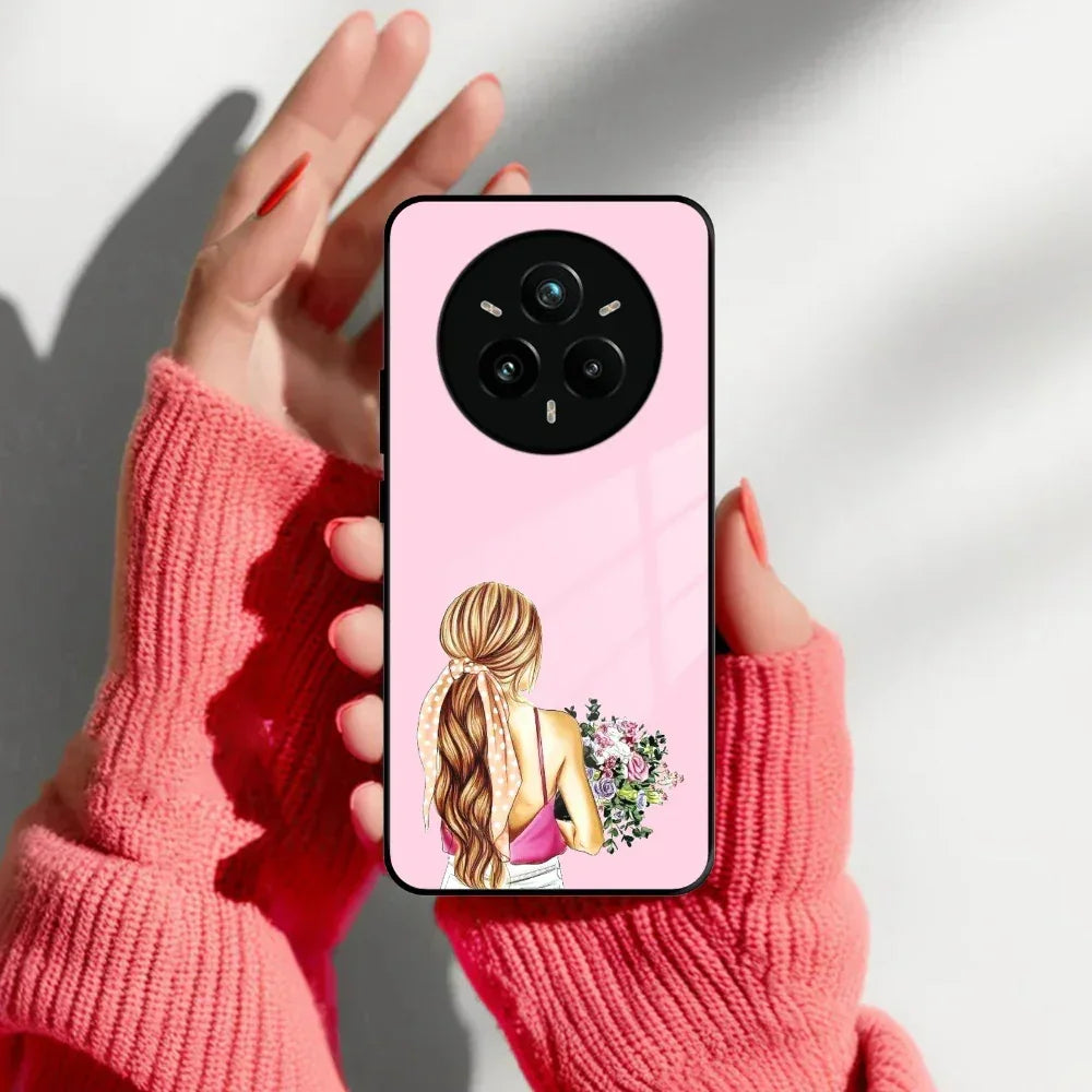 Styles Girl With Flower Glass Case For Realme/Narzo - ShopOnCliQ