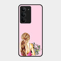 Styles Girl With Flower Glass Case For Realme 14X 5G