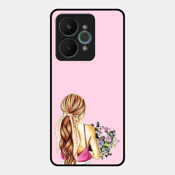 Styles Girl With Flower Glass Case For Realme 15 5G