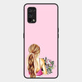 Styles Girl With Flower Glass Case For Realme 7 Pro