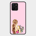 Styles Girl With Flower Glass Case For Realme 9I 5G