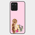 Styles Girl With Flower Glass Case For Realme C35