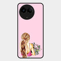 Styles Girl With Flower Glass Case For Realme C67 5G