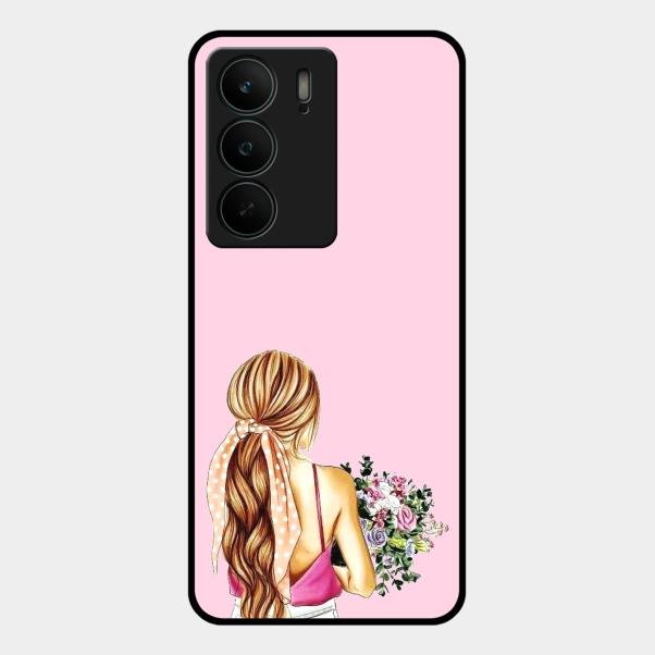 Styles Girl With Flower Glass Case For Realme C75 5G