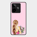 Styles Girl With Flower Glass Case For Realme Gt 7 5G