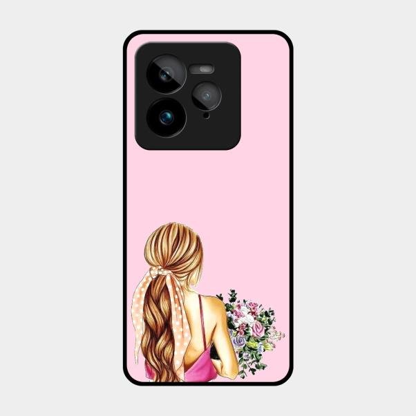 Styles Girl With Flower Glass Case For Realme Gt 7 Pro