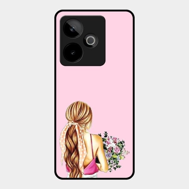 Styles Girl With Flower Glass Case For Realme Gt 7T 5G