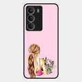 Styles Girl With Flower Glass Case For Realme P3 Lite 5G
