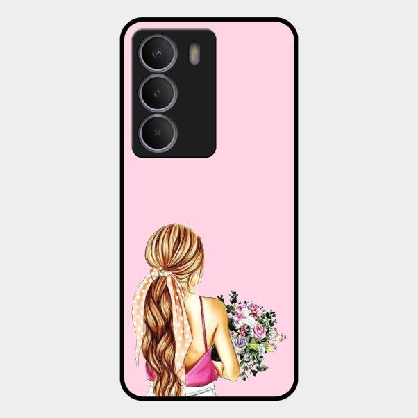Styles Girl With Flower Glass Case For Realme P3 Lite 5G